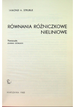 Równania różniczkowe nieliniowe