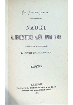 Nauki na uroczystości Najświętszej Maryi Panny 1895 r