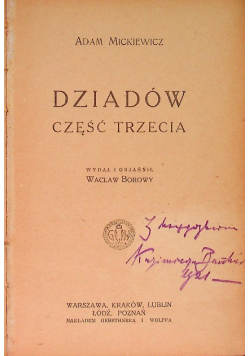 Dziadów Część trzecia 1920 r.