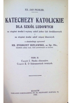 Katechezy katolickie dla szkół ludowych Tom II 1931 r.