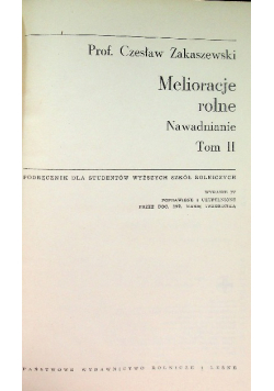 Melioracje rolne nawadnianie Tom II