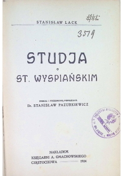 Studja o St Wyspiańskim 1924 r.