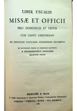 Liber Usualis Missae Et Officii