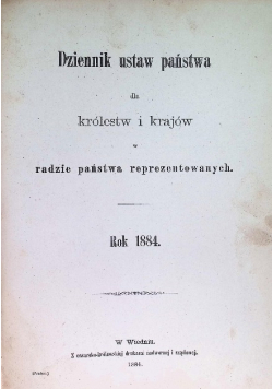 Dziennik ustaw państwa, 1884 r.