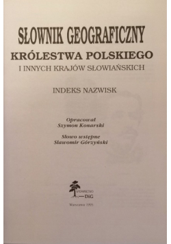 Słownik geograficzny Królestwa Polskiego Indeks nazwisk