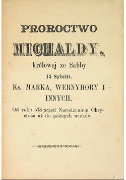 Proroctwo Michaldy królowej ze Sabby