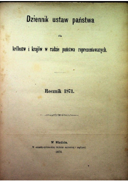Dziennik ustaw państwa, 1874 r.