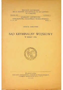 Sąd kryminalny wojskowy w roku 1794,  1935 r.