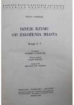 Dzieje Rzymu od założenia miasta Księgi I - V