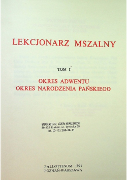 Lekcjonarz Mszalny Tom I