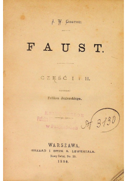Faust 1880 r. Część 1 i 2