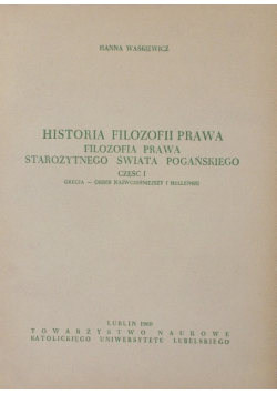 Historia Filozfoii Prawa  Filozofia Prawa Starożytnego Świata Pogańskiego Część I
