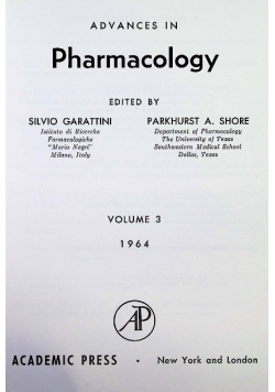 Advances in pharmacology Volume 3