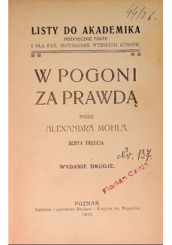 W pogoni za prawdą 1910r.
