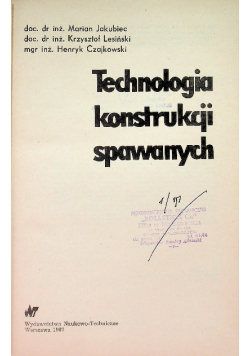 Technologia konstrukcji spawanych
