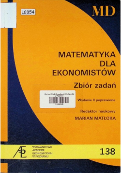 Matematyka dla ekonomistów zbiór zadań