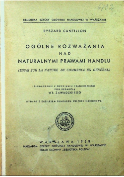 Ogólne rozważania nad naturalnymi prawami handlu 1938 r.