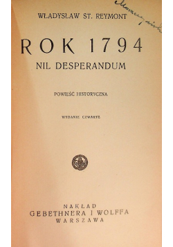 Rok 1794 Nil Desperandum 1931 r.