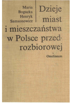 Dzieje miast i mieszczaństwa w Polsce przedrozbiorowej