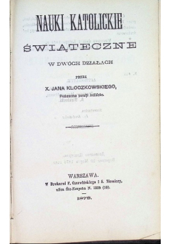 Nauki katolickie świąteczne, 1878 r.