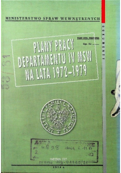 Plany pracy departamentu IV MSW na lata 1972 - 1979