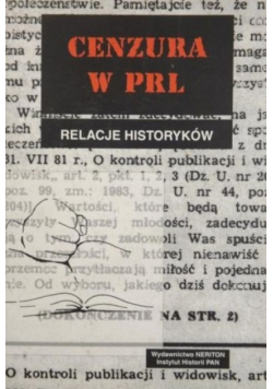 Cenzura w PRL Relacje Historyków
