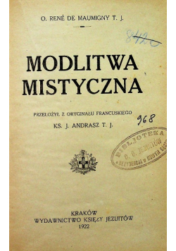 Modlitwa mistyczna, 1922 r.