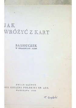 Jak Wróżyć z Kart 1933 r.