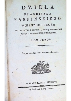 Dzieła Franciszka Karpińskiego wierszem i prozą Tom II 1806  r.