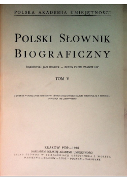 Polski słownik Biograficzny Tom V