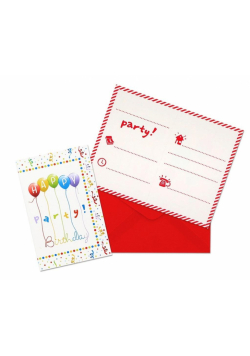 Zaproszenia z kopertami Happy Birthday 6szt