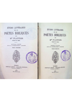 Etudes litteraires sur les poetes bibliques Tome 1 i 2  1865 r.