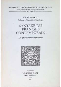 Syntaxe du Francais Contemporain
