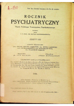 Rocznik psychjatryczny Tom XXI 1933 r.