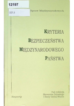 Kryteria bezpieczeństwa międzynarodowego państwa