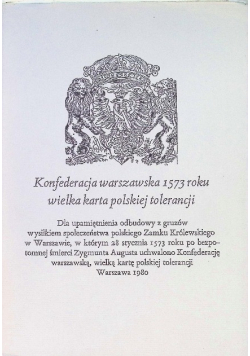 Konfederacja warszawska 1573 roku wielka karta polskiej tolerancji
