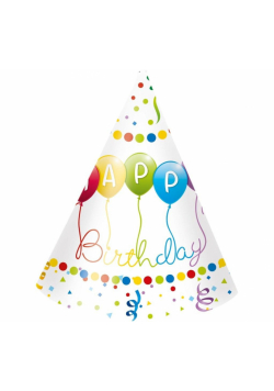 Czapeczki papierowe Happy Birthday 6szt