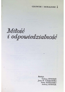 Człowiek i moralność Tom 1 Miłość i odpowiedzialność