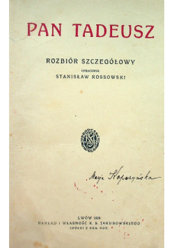 Pan Tadeusz, 1929 r.