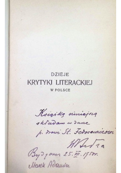 Dzieje Krytyki literackiej w Polsce, 1902 r.