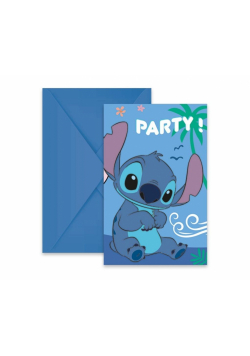 Zaproszenia z kopertami Stitch & Angel Disney 6szt