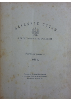 Dziennik ustaw rzeczypospolitej polskiej, 1926r.