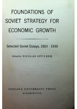 Foundations of soviet strategy for economic growth