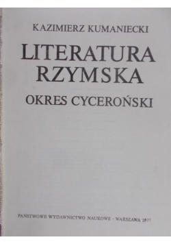 Literatura Rzymska. Okres cyceroński