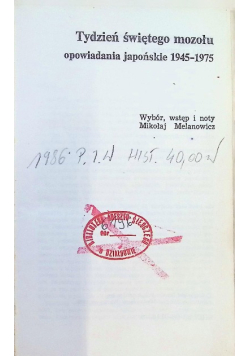 Tydzień świętego mozołu Opowiadania japońskie 1945 do 1975