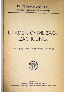 Upadek cywilizacji zachodniej 1921 r.