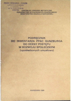 Podręcznik do inwentarza ppac Gunzburga do oceny postępu w rozwoju społecznym (upośledzonych umysłowo)