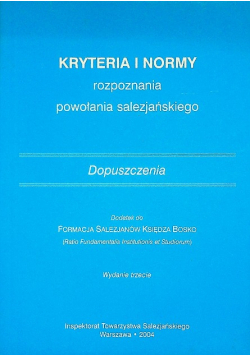 Kryteria i normy rozpoznania powołania salezjańskiego