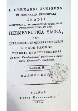 Hermeneutica Sacra Volumen II 1830 r.