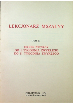 Lekcjonarz  mszalny tom III